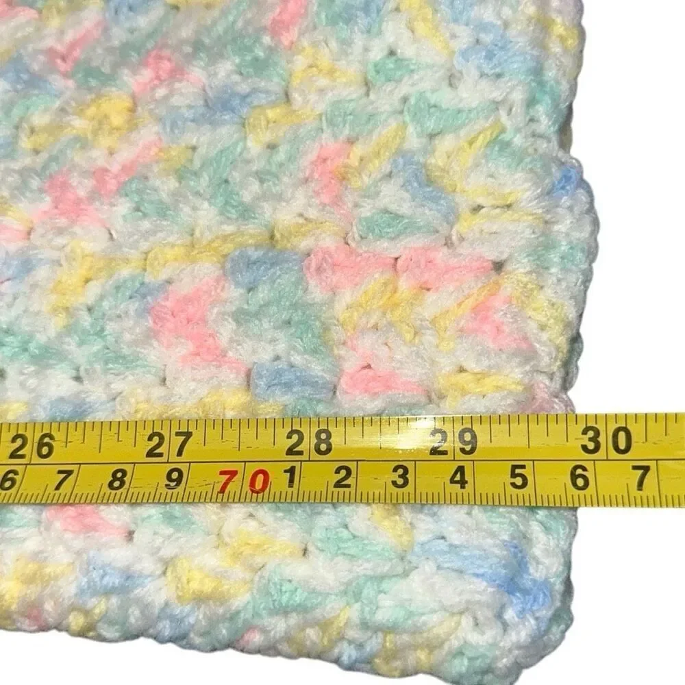 *New* Handmade Multicolor Scalloped Edges Baby Blanket & Bootie Set 29 3/4